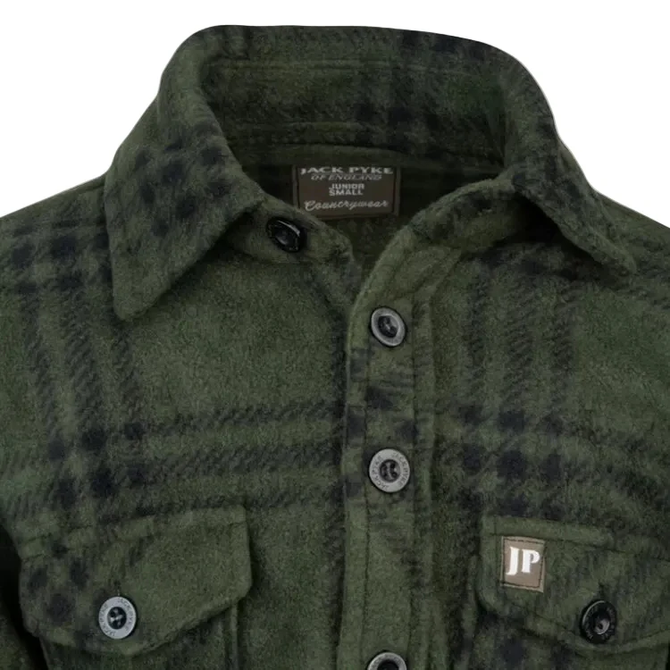 Jack Pyke Junior Polar Fleece Shirt - Green Check - Image 6