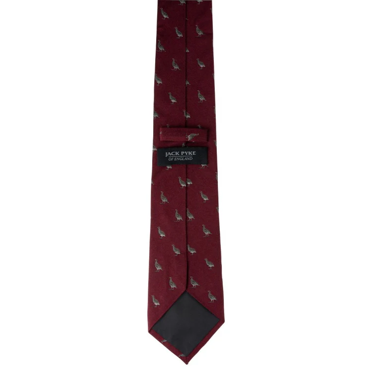 Jack Pyke Partridge Silk Tie - Burgundy - Image 4
