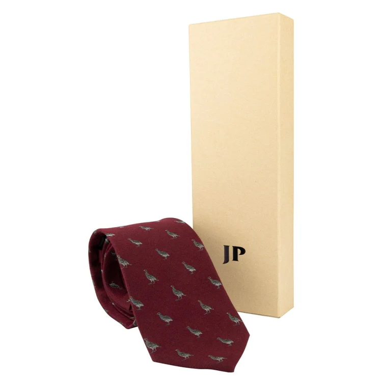 Jack Pyke Partridge Silk Tie - Burgundy - Image 5