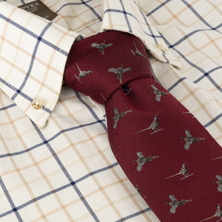 Jack Pyke Pheasant Silk Tie - Burgundy - Image 3