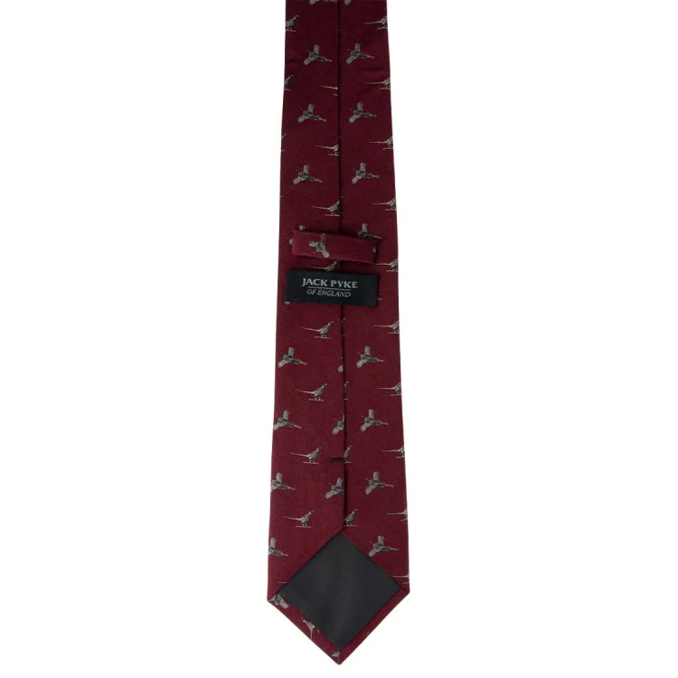 Jack Pyke Pheasant Silk Tie - Burgundy - Image 4