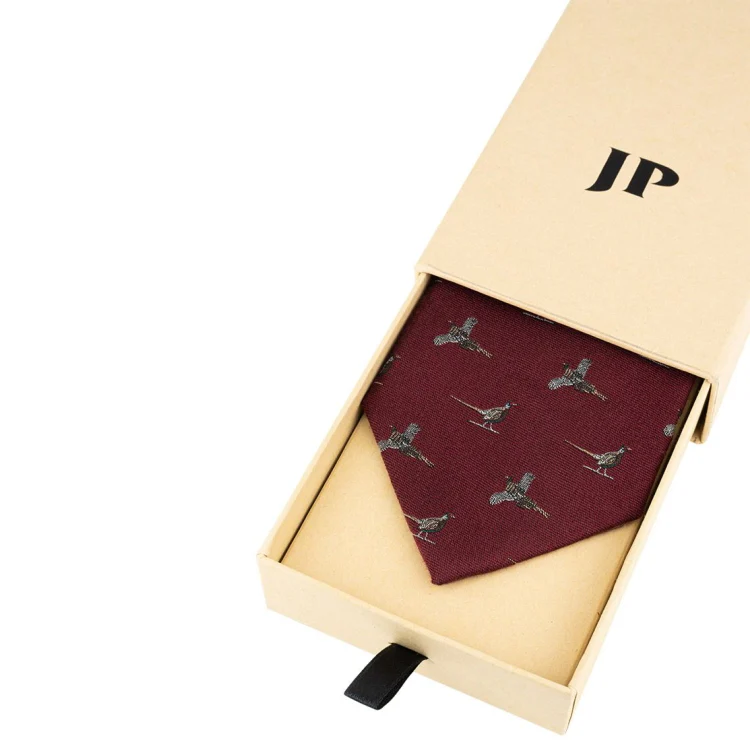 Jack Pyke Pheasant Silk Tie - Burgundy - Image 6