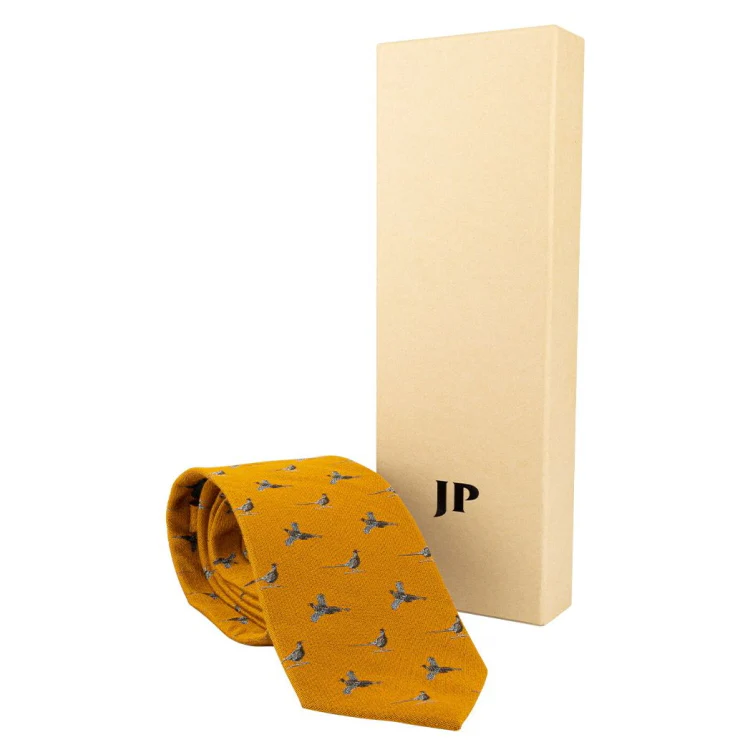 Jack Pyke Pheasant Silk Tie - Mustard - Image 5