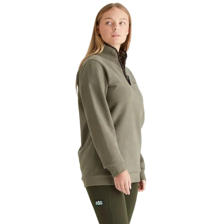 Ridgeline Ladies Brancaster 1/4 Zip Top - Smokey Olive - Image 2