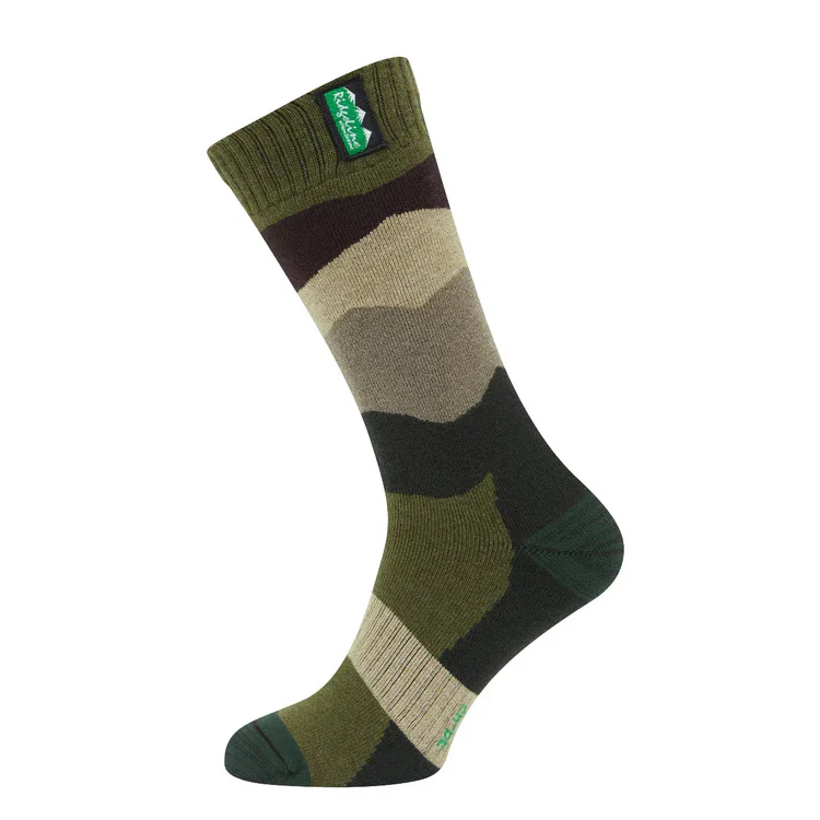 Ridgeline Mid Length Merino Wool Socks - Olive Stripes