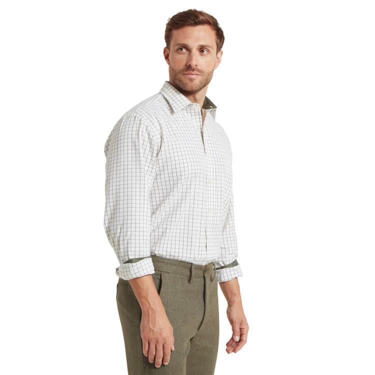 Schoffel Burnham Tattersall Classic Shirt - Dark Olive Tattersall - Image 4