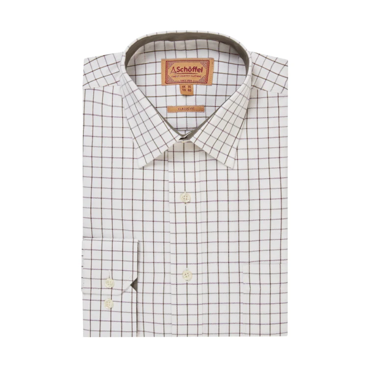 Schoffel Burnham Tattersall Classic Shirt - Dark Olive Tattersall - Image 5