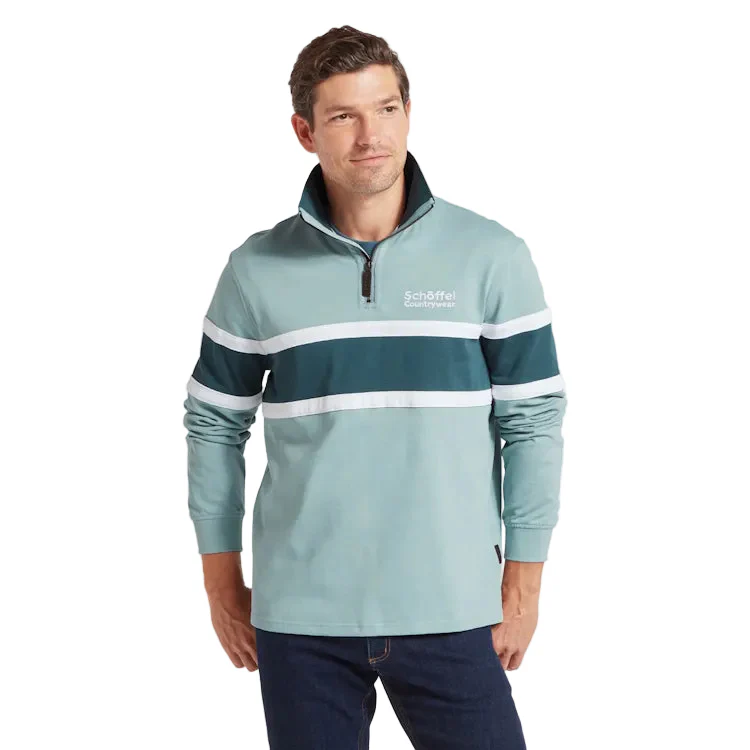 Schoffel Exmouth Heritage 1/4 Zip Sweatshirt - Powder Blue - Image 2