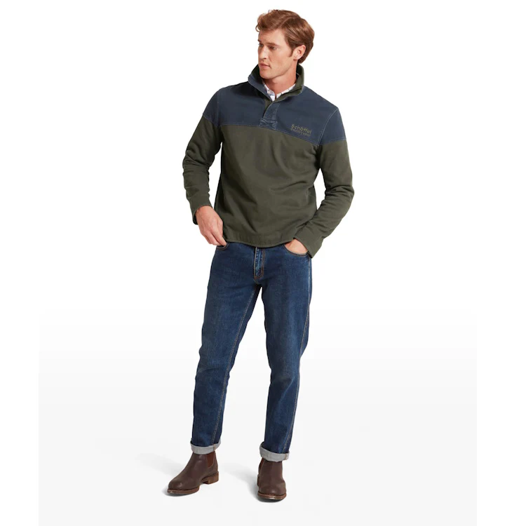 Schoffel Helford Heritage Sweatshirt - Peat Green - Image 3