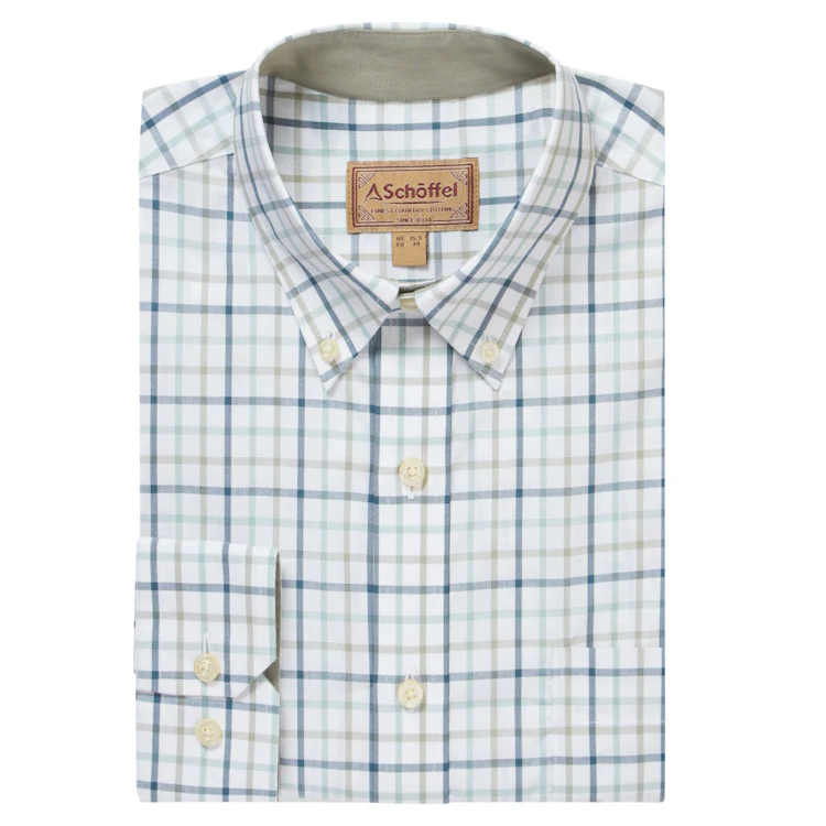 Schoffel Holkham Classic Shirt - Deep Ocean Blue/Agave Green - Image 4