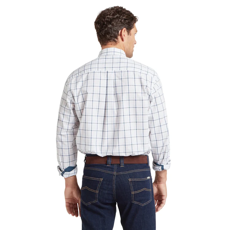 Schoffel Holkham Classic Shirt - Deep Ocean Blue/Coral Peach - Image 2