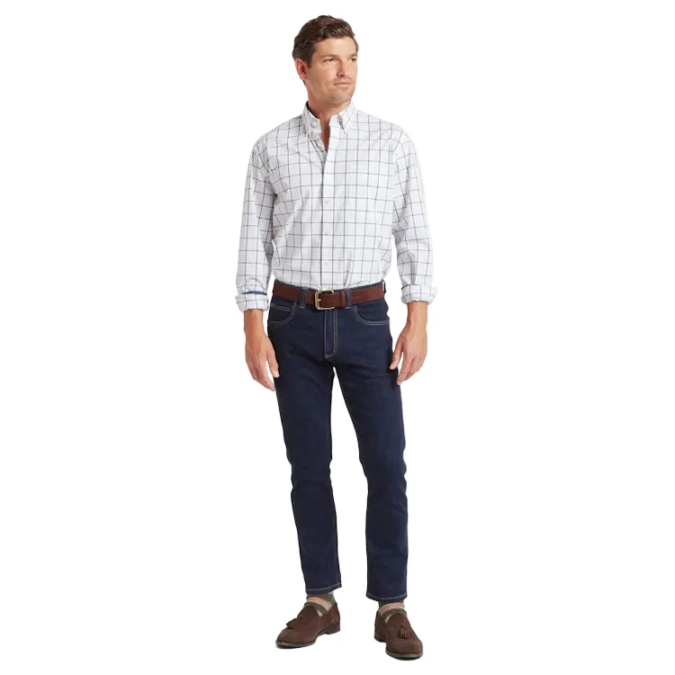 Schoffel Holkham Classic Shirt - Deep Ocean Blue/Coral Peach - Image 3