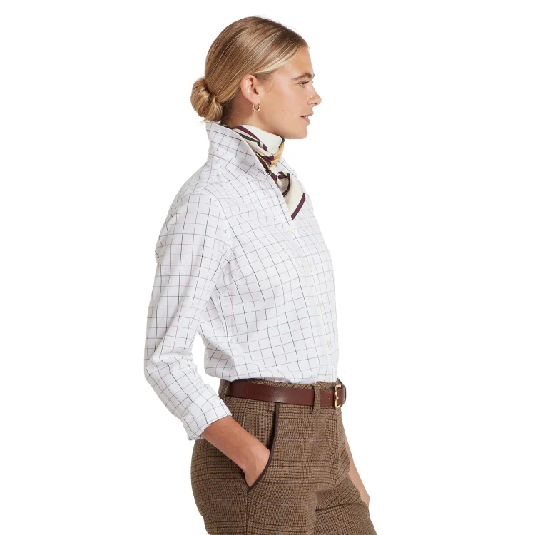 Schoffel Ladies Blakeney Shirt - Dark Mauve Tattersall - Image 2