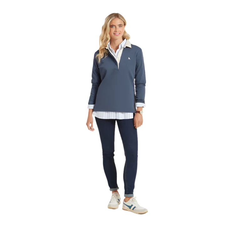 Schoffel Ladies Chapel Porth Rugby Shirt - Vintage Navy - Image 5