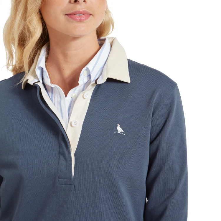 Schoffel Ladies Chapel Porth Rugby Shirt - Vintage Navy - Image 8