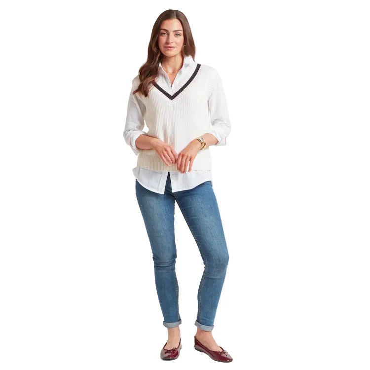 Schoffel Ladies Hambledon Vest - Soft White/Navy - Image 3