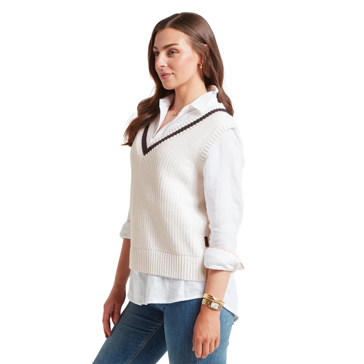 Schoffel Ladies Hambledon Vest - Soft White/Navy - Image 5