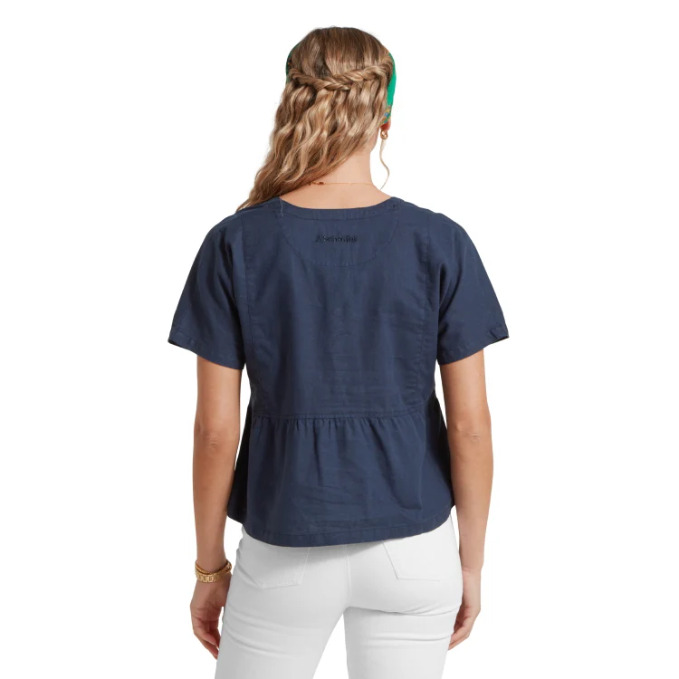 Schoffel Ladies Lavenham Linen Top - Dark Blueberry - Image 2
