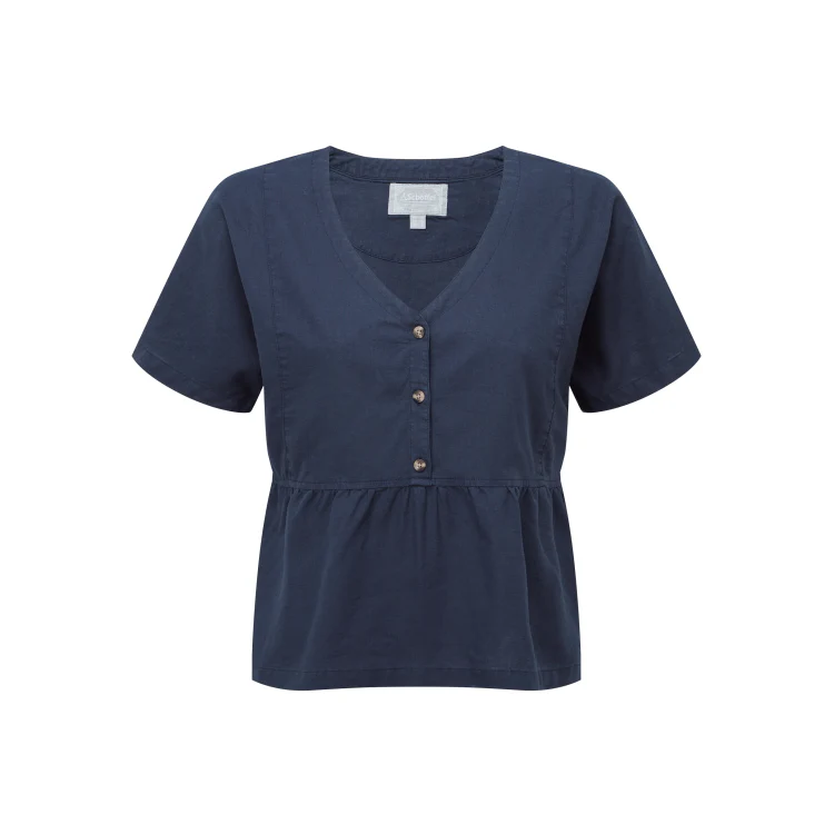 Schoffel Ladies Lavenham Linen Top - Dark Blueberry - Image 3