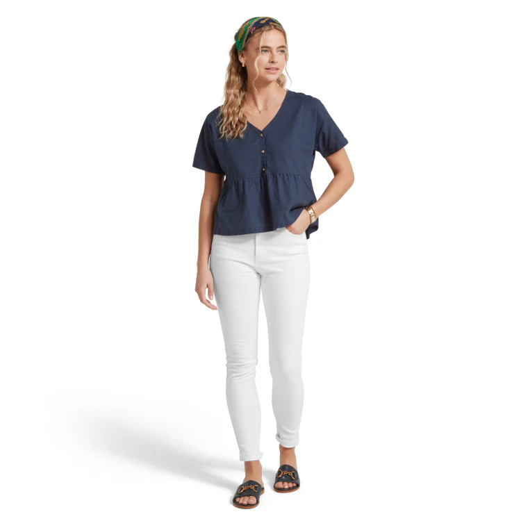 Schoffel Ladies Lavenham Linen Top - Dark Blueberry - Image 4