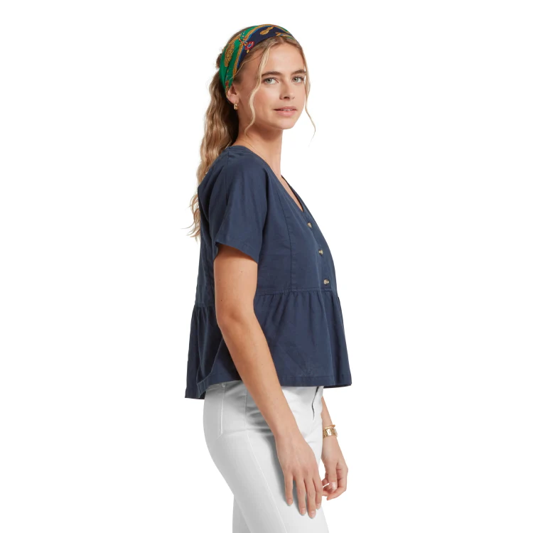 Schoffel Ladies Lavenham Linen Top - Dark Blueberry - Image 6