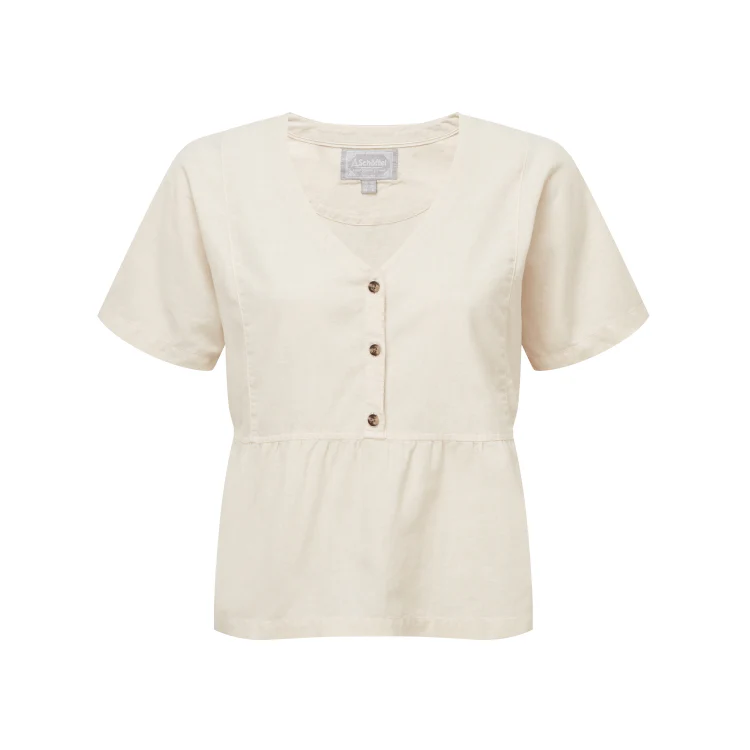 Schoffel Ladies Lavenham Linen Top - Oat - Image 3