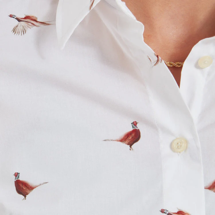 Schoffel Ladies Norfolk Shirt - Pheasant Print - Image 4