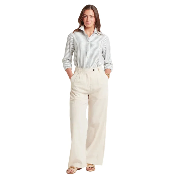 Schoffel Ladies Salthouse Linen Shirt - Blue Stripe - Image 4
