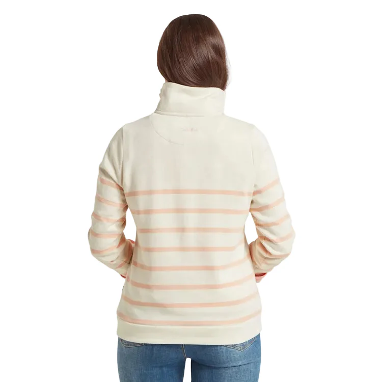 Schoffel Ladies Sandown Sweatshirt - Pale Stone/Coral Peach Stripe - Image 2