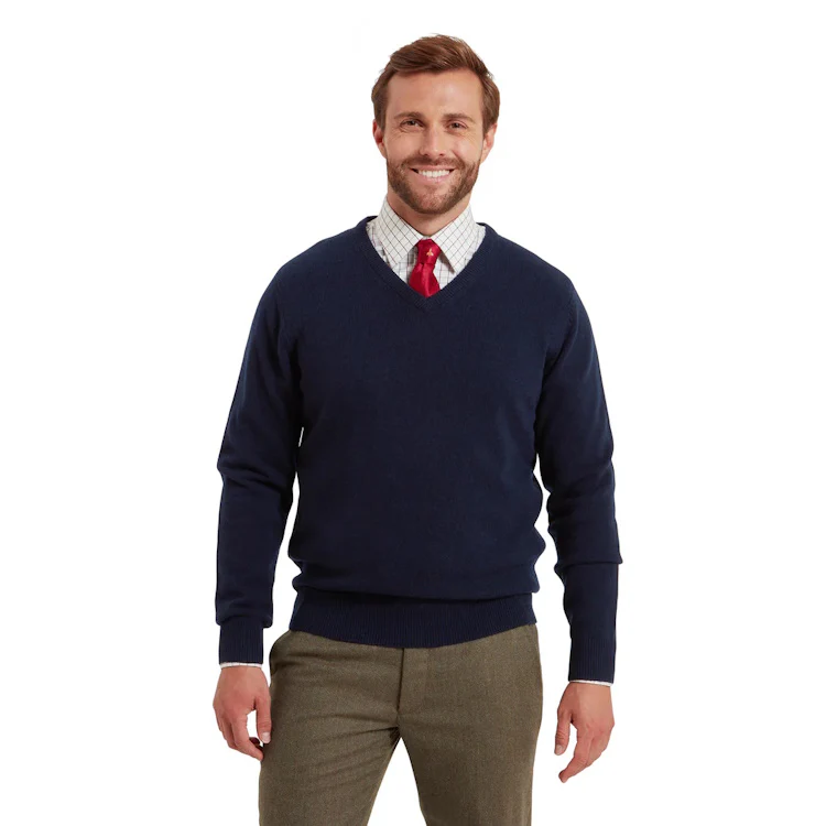 Schoffel Lewis Lambswool V Neck Jumper - Navy