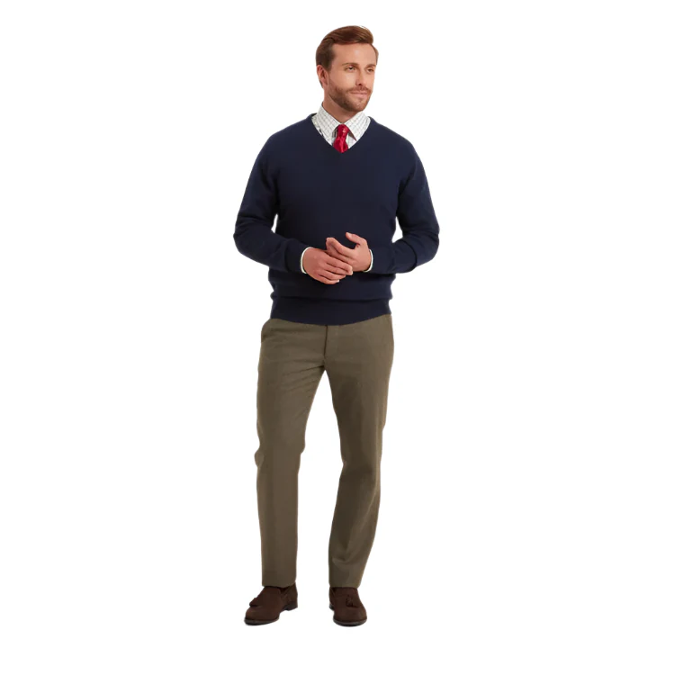 Schoffel Lewis Lambswool V Neck Jumper - Navy - Image 4