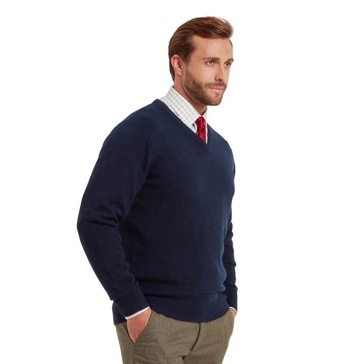 Schoffel Lewis Lambswool V Neck Jumper - Navy - Image 5