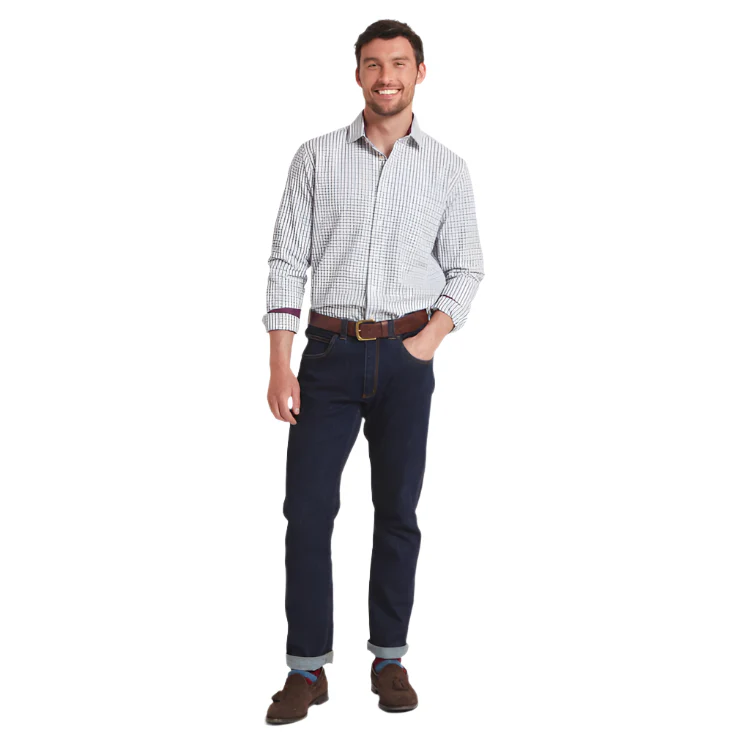 Schoffel Milton Tailored Shirt - Plum/Botanical Green - Image 3