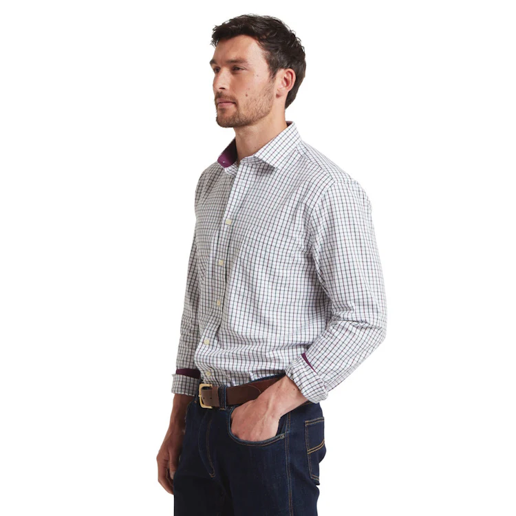 Schoffel Milton Tailored Shirt - Plum/Botanical Green - Image 4