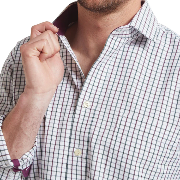 Schoffel Milton Tailored Shirt - Plum/Botanical Green - Image 5