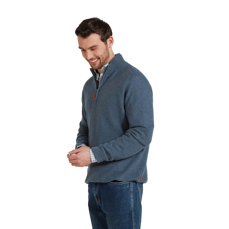 Schoffel Porthleven 1/4 Zip Jumper - Dark Pigeon Blue - Image 5