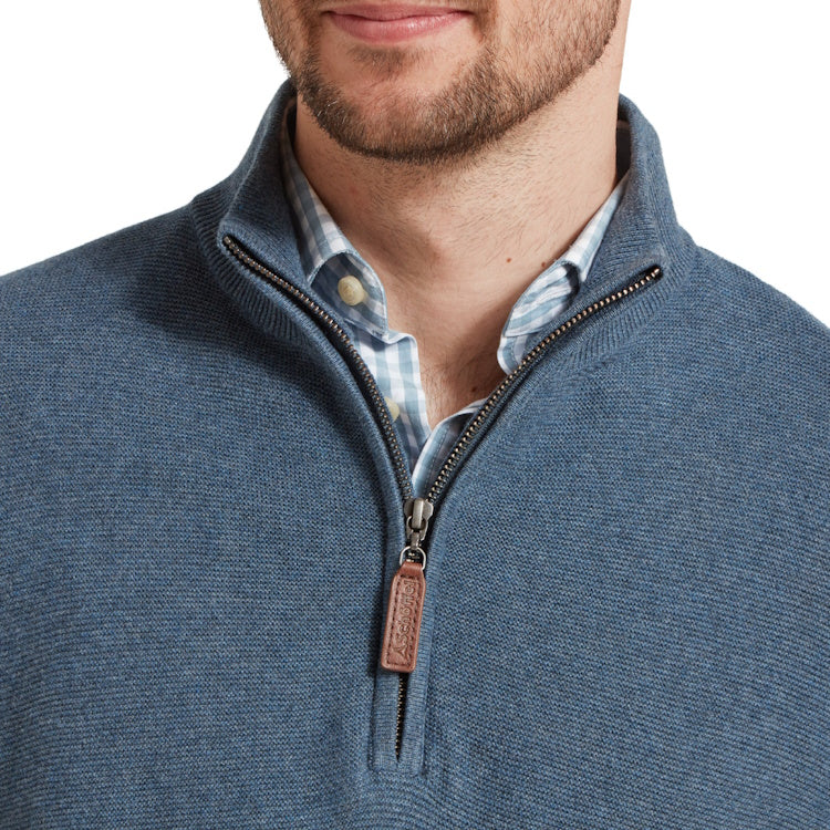Schoffel Porthleven 1/4 Zip Jumper - Dark Pigeon Blue - Image 6