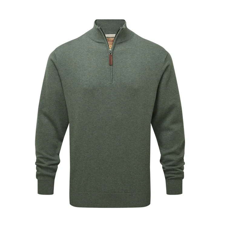 Schoffel Porthmeor Pima Cotton 1/4 Zip Jumper - Country Green - Image 3