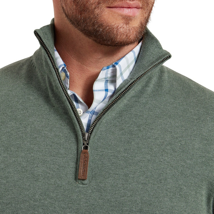 Schoffel Porthmeor Pima Cotton 1/4 Zip Jumper - Country Green - Image 4