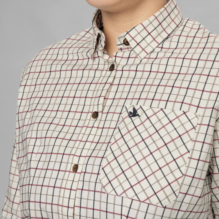 Seeland Ladies Kerry Shooting Shirt - Cabernet/Blue Check - Image 4