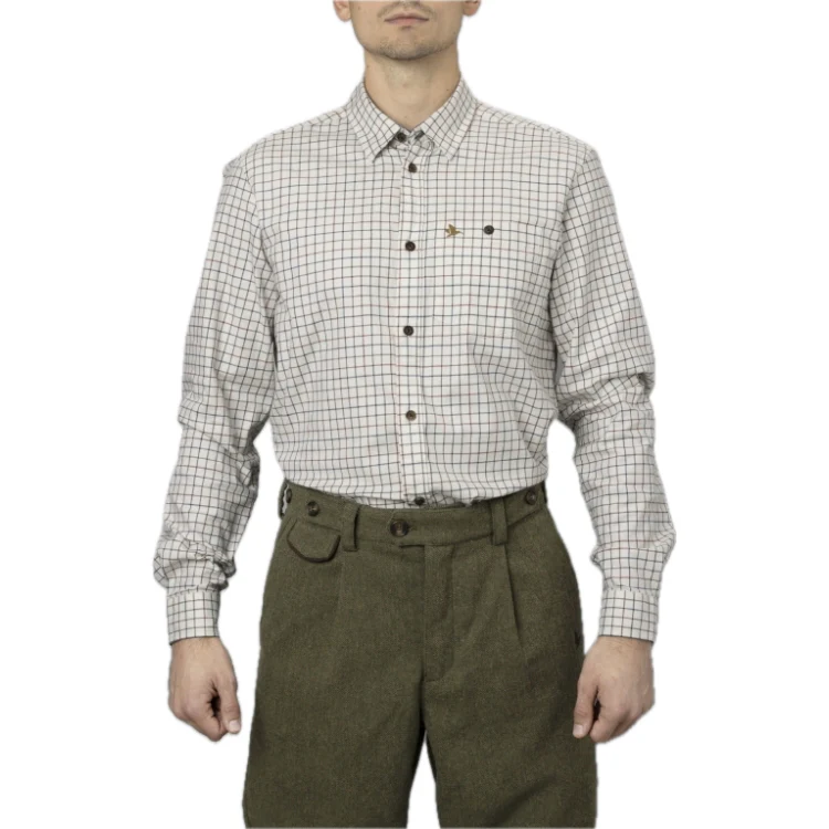Seeland Oxford Shooting Shirt - Grape Leaf/Terracotta Check - Image 3