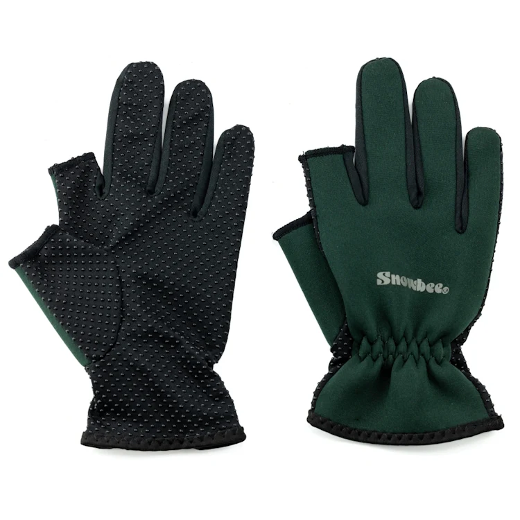 Snowbee Lightweight Neoprene Gloves - Dark Green/Black - Image 2
